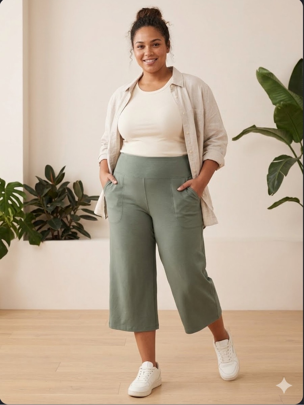 Tuff Athletics Ladies' Vida Capri Pants in the color Balsam Green xxl